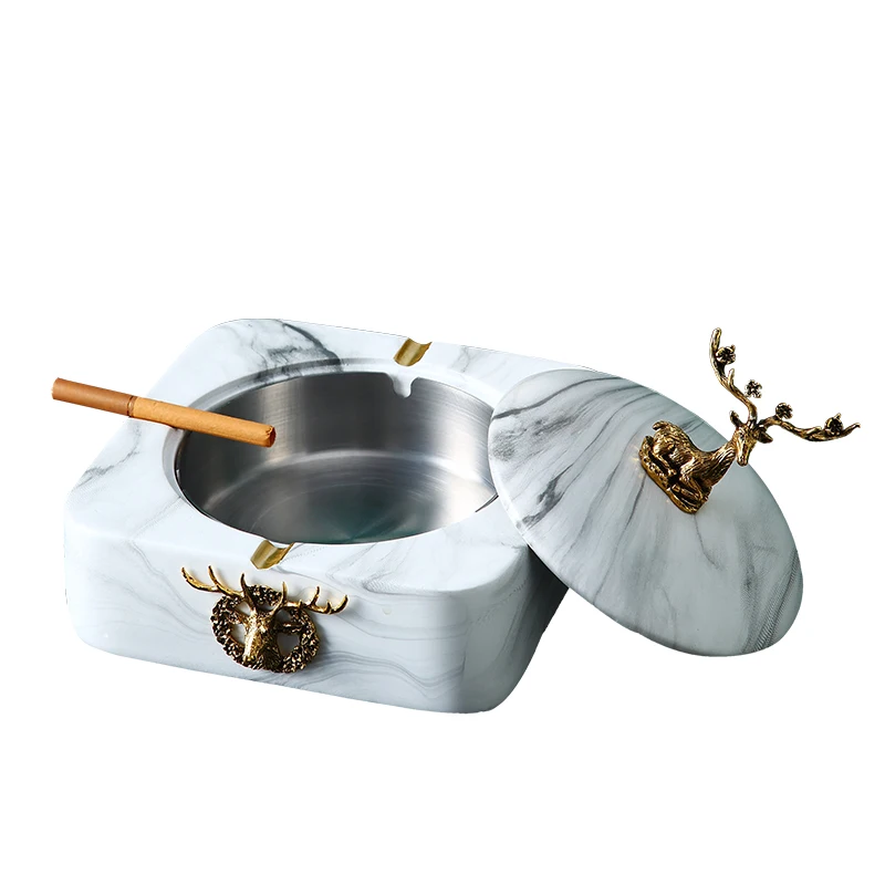 

Personalized ashtray Household light luxury elk anti-fly ash covered ashtray