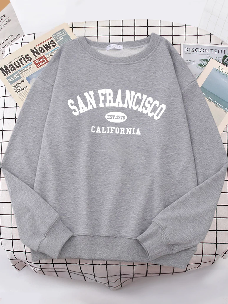 Sanfrancisco Est.1776 California Letter Street Hoodies Women Street Fit Hoodie Hipster Oversized Hoody hip hop All-match Top