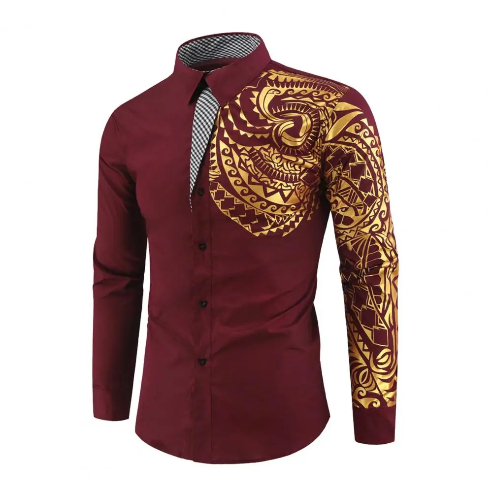 Camisa de manga larga con cuello vuelto para hombre, cárdigan con estampado Retro a cuadros de un solo pecho, longitud media, Top Formal de negocios