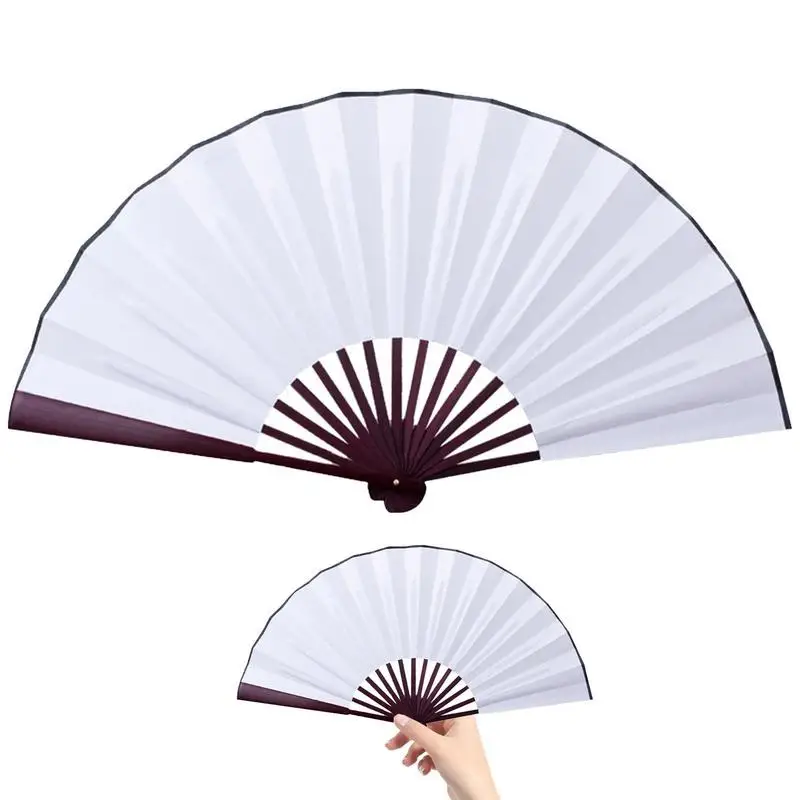 10/13 Inch Folding Fan Hand Silk Cloth DIY Chinese Folding Fan Wooden Bamboo Antiquity Folding Fan DIY Calligraphy Painting