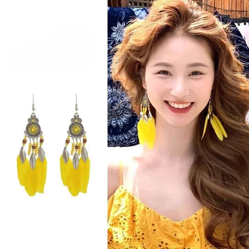 لطيف الصيف زهرة الأقراط اليدوية عطلة البوهيمي الأقراط مبالغ فيها الشاطئ النساء مجوهرات الطرف