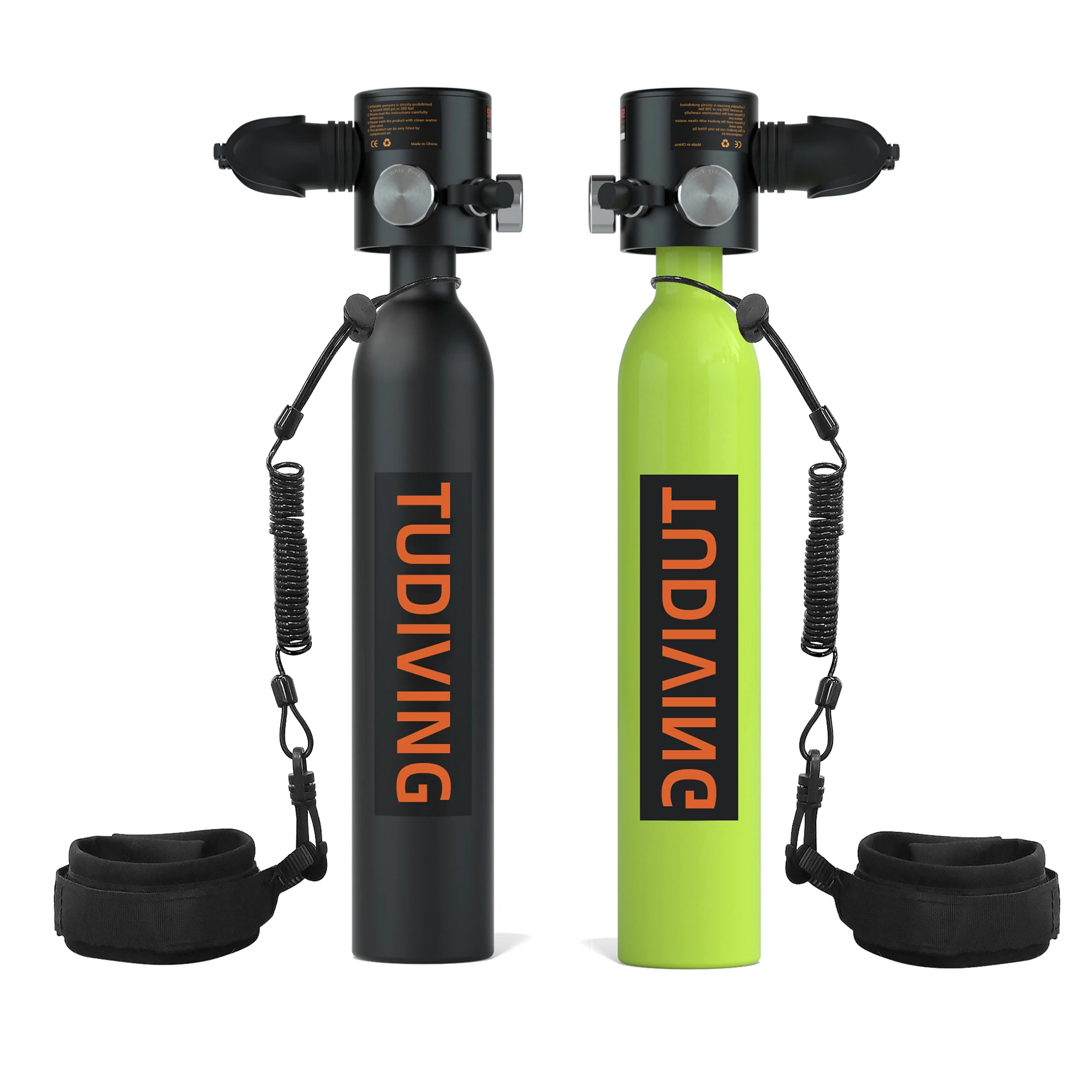 TUDIVING 0.5L Scuba Diving Cylinders Support 5-10 Minutes Reusable Oxygen Tank Diving Equipment Underwater Breathing Cylinders