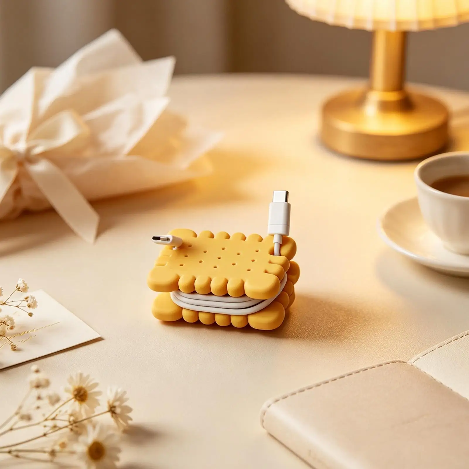 3D Printed Soft Cookie Shape Cord Organizer Portable Cable Wire Holder Charging Cable Keeper Storage Accessory For Home Office