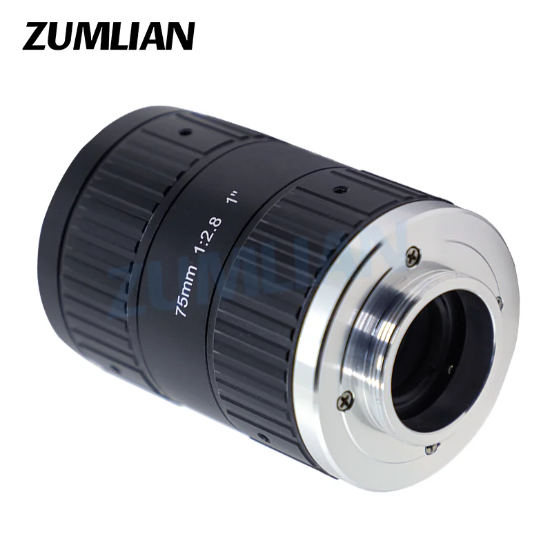 

ZUMLIAN 75mm C-Mount Lens F2.8 Machine Vision 1" Industrial Lens 12MP High Resolution Fixed Focal Manual Iris Low Distortion FA