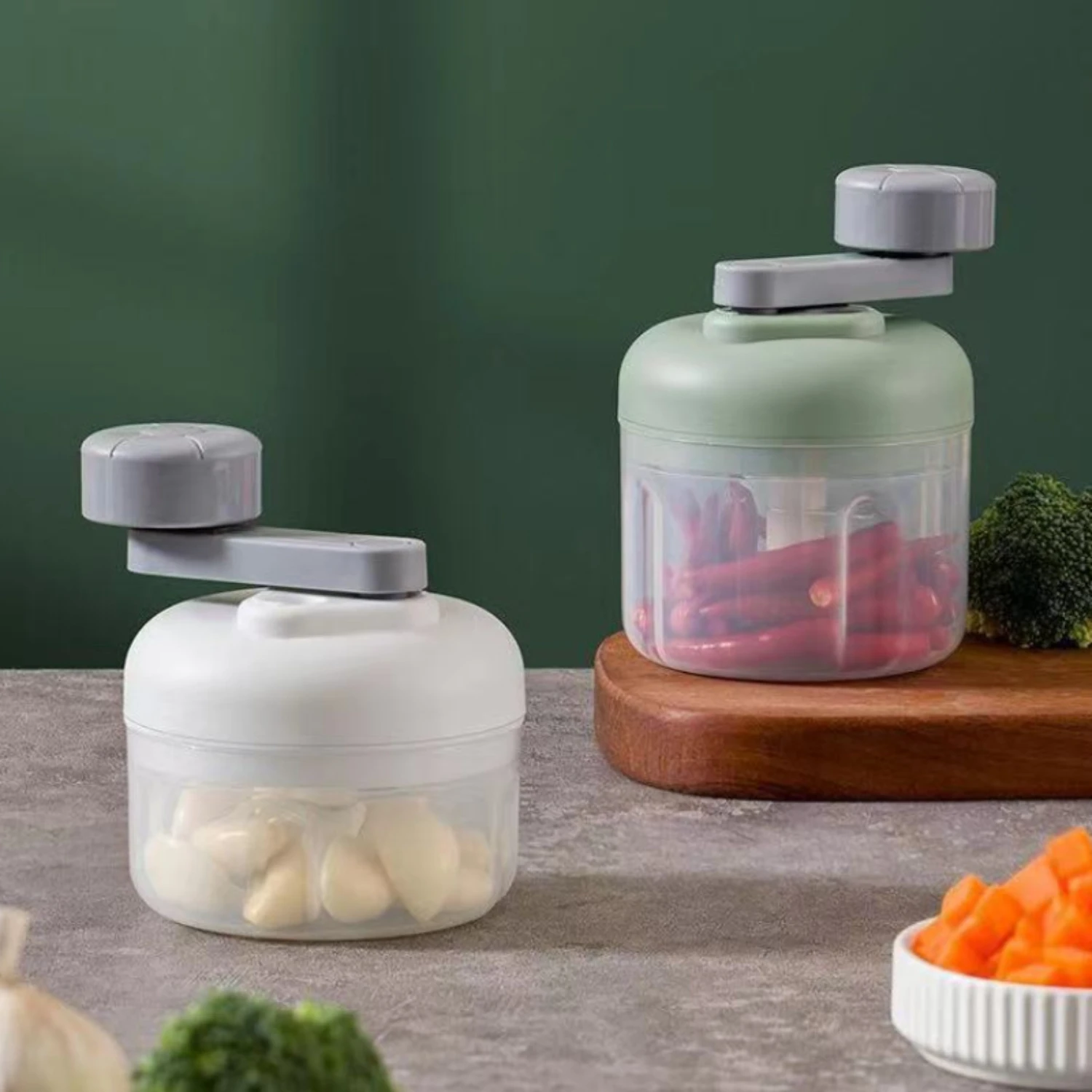 2개 수동 마늘 프레스 및 야채 다지기 - 다기능 과일 분쇄기 - 간편한 식사 준비를 위한 플라스틱 주방 도구, 없음