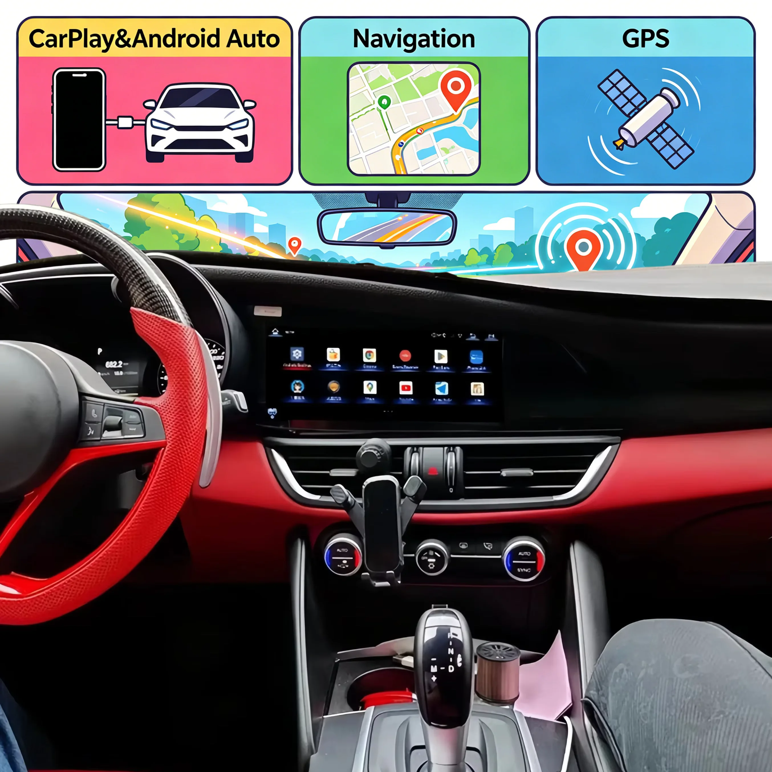 For Alfa Romeo Stelvio Giulia 2015~2020 Qualcomm Carplay Android Video Stereo Player Car Multimedia GPS Navigation Head Unit