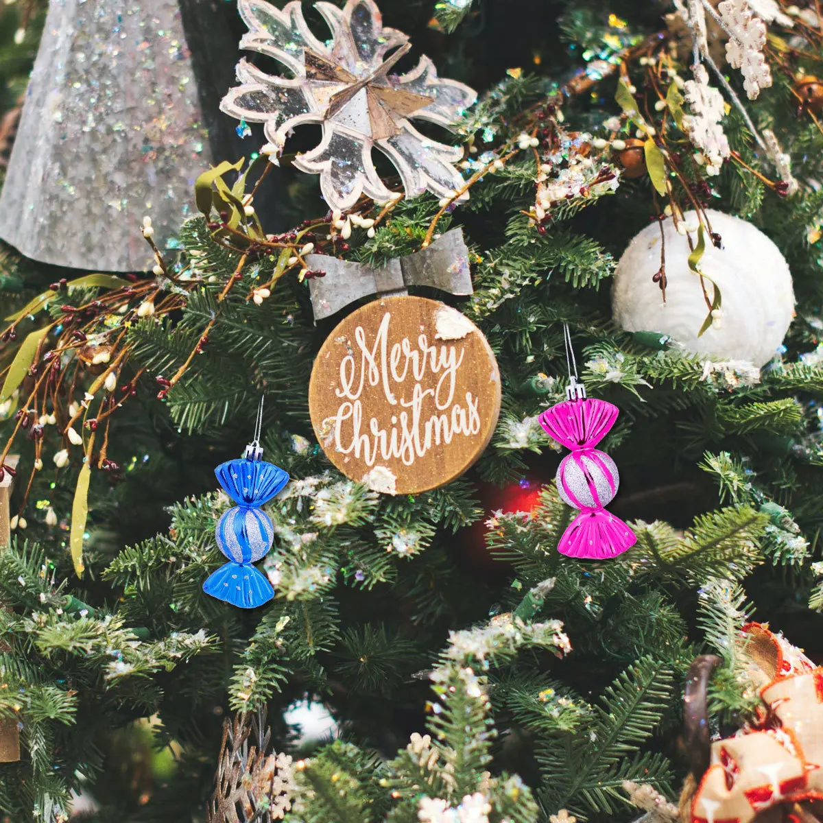 

5Pcs Christmas Hanging Candy Pendant Plastic Premium Tree Ornament Christmas Party Decoration Festive Holiday Pendant