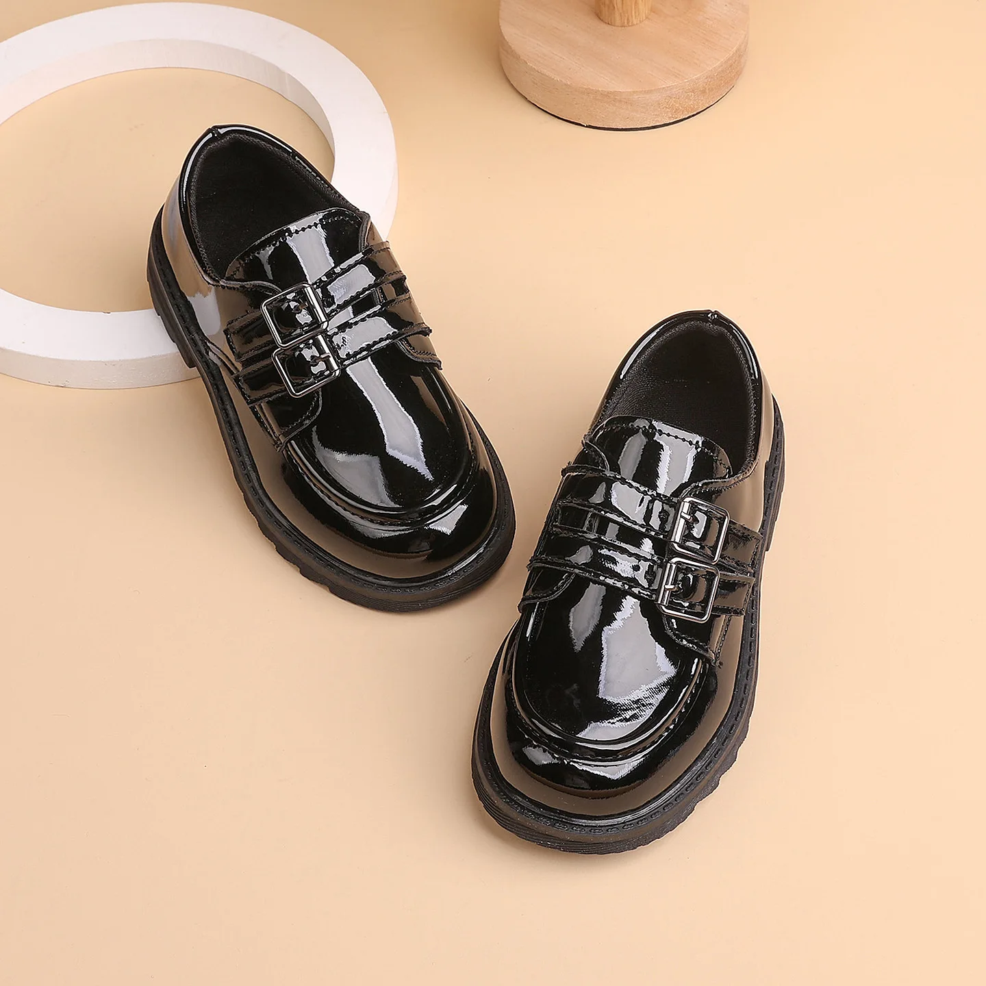 

Kids'Casual Shoes Fashion Solid Color PU Leather Autumn Shoes For Children Anti-slip Soft Bottom Breathable Black Size 21-36