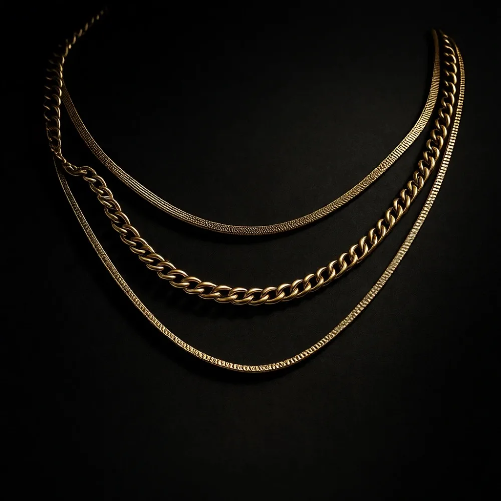 

Изящный набор из 3-х золотых многослойных ожерелий для женщин, регулируемая длина от 14 до 18,5 дюймов, готов к подарку