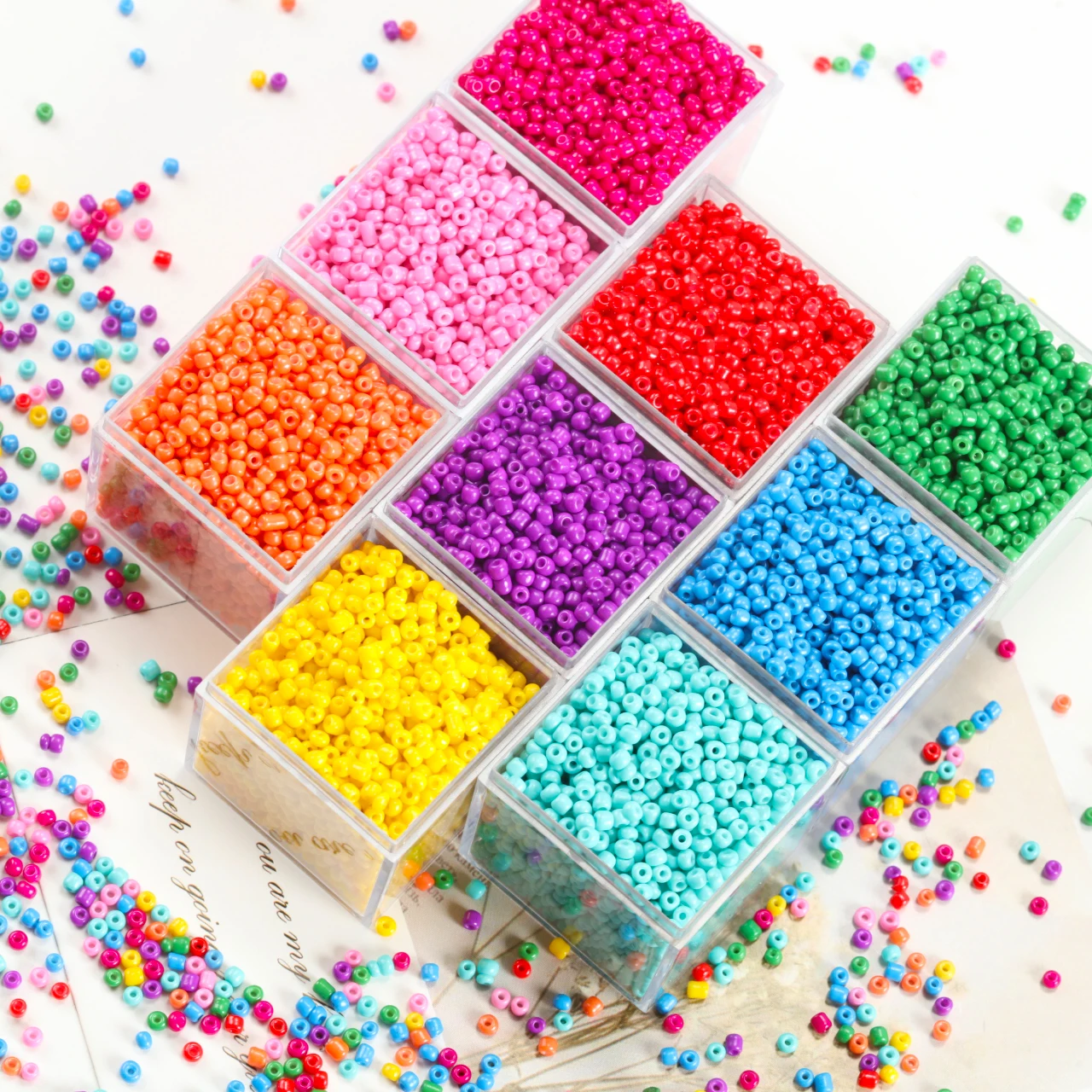2000-16000 Stück Mini-Glasperlen in Volltonfarben, 2 mm, lose Perlen für handgefertigte Perlenornamente, Zubehör, Dekoration, universelle Perlenarbeit