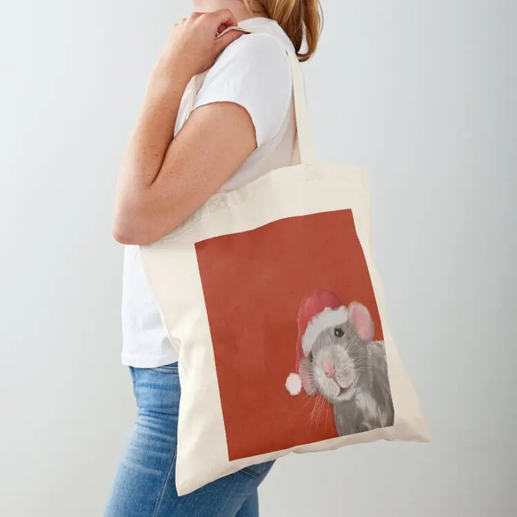 

Peeking Rat in Santa Hat Christmas Edition Tote Bag bags woman 2025 canvas tote bags bags luxury women tote bag custom