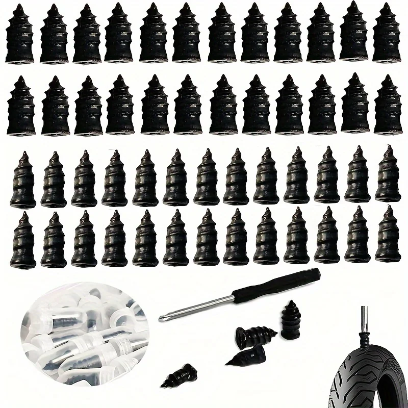 Tire Repair Rubber Nail, Tire Repair Rubber 30/10pcs Screws Fast Tool Self-Service Tire Repair Nail Vacuum Tire with Screwdriver