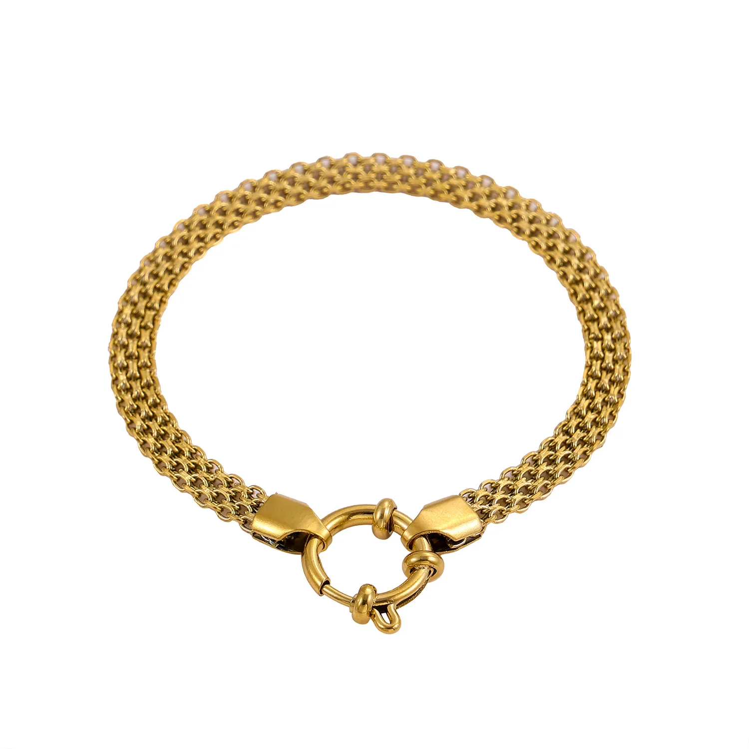 CARLIDANA Waterproof Non Tarnish Stainless Steel Carabiner Clasp Mesh Chain Bracelet Sailor Lock Bracelets for Jewelry Making
