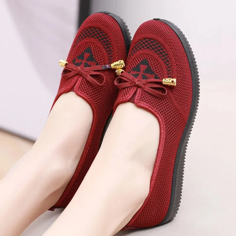 Sapatos femininos femininos bonitos, doces, leves, antiderrapantes, sapatos baixos de dança de balé, malha legal, respirável, sapatos confortáveis ab210