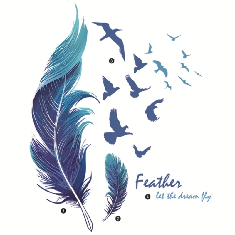 

Cartoon Fly Bird Feathers Wall Sticker Shop Window Glass Layout Electrostatic Sticker Moisture-proof Anti Fouling Removable