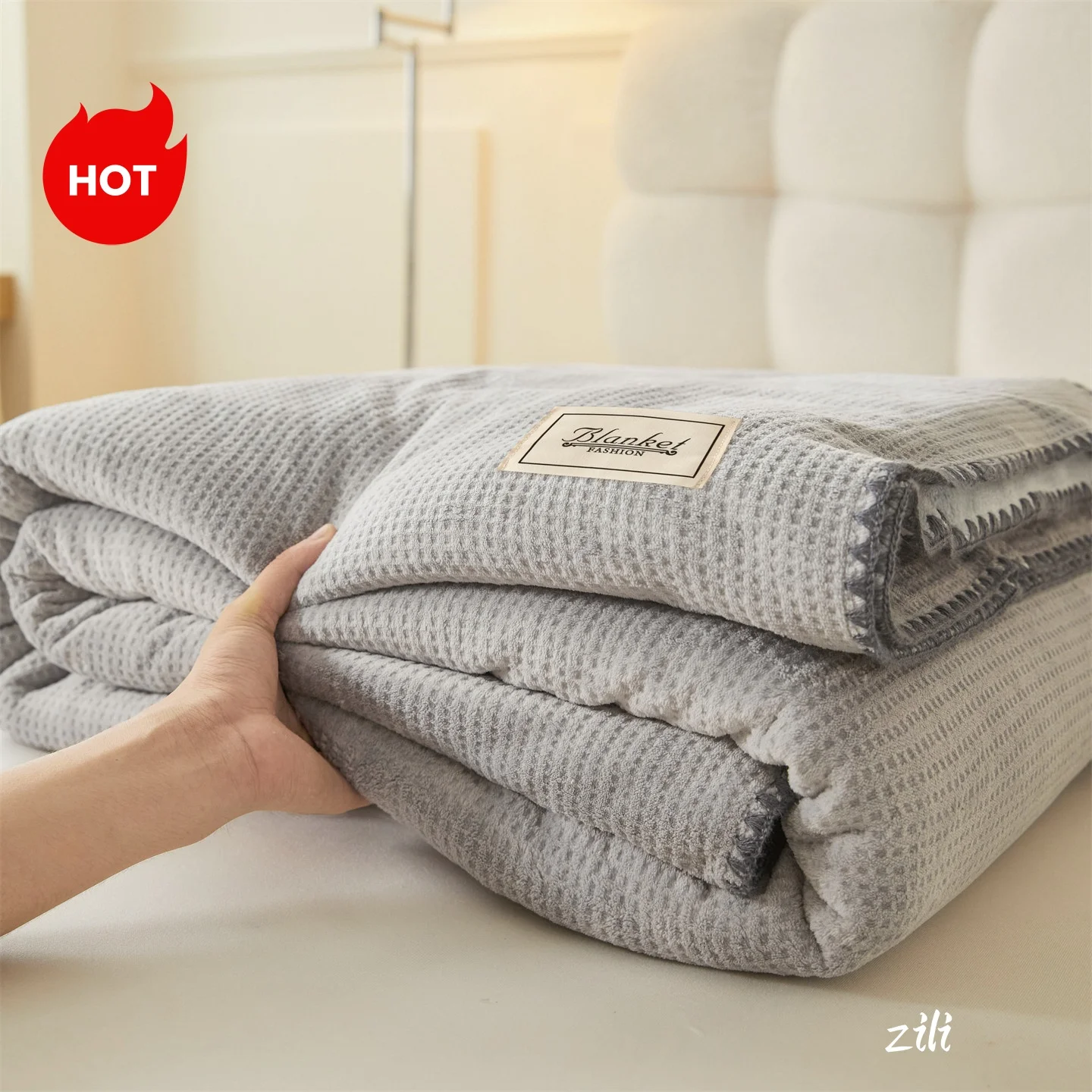 Autumn Winter Waffle Velvet Throw Blanket Multifunctional Warmth Sofa Blanket Double Bedding Cover Machine Washable Bedspread