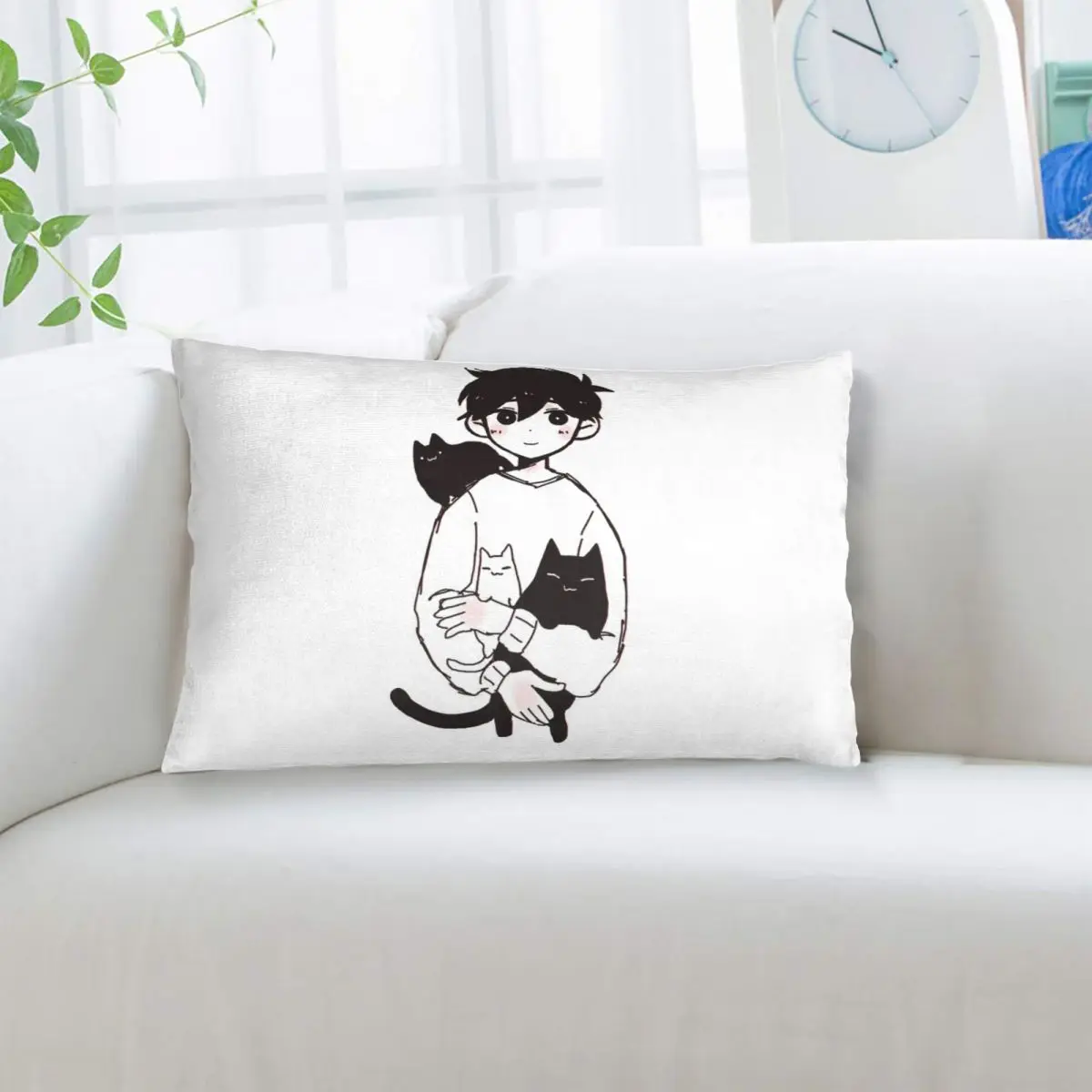 Omori Sunny And Mewo Rectangle Pillowcase Cushion Cover Decorative Bedroom Bed Home Comfort Throw Pillow