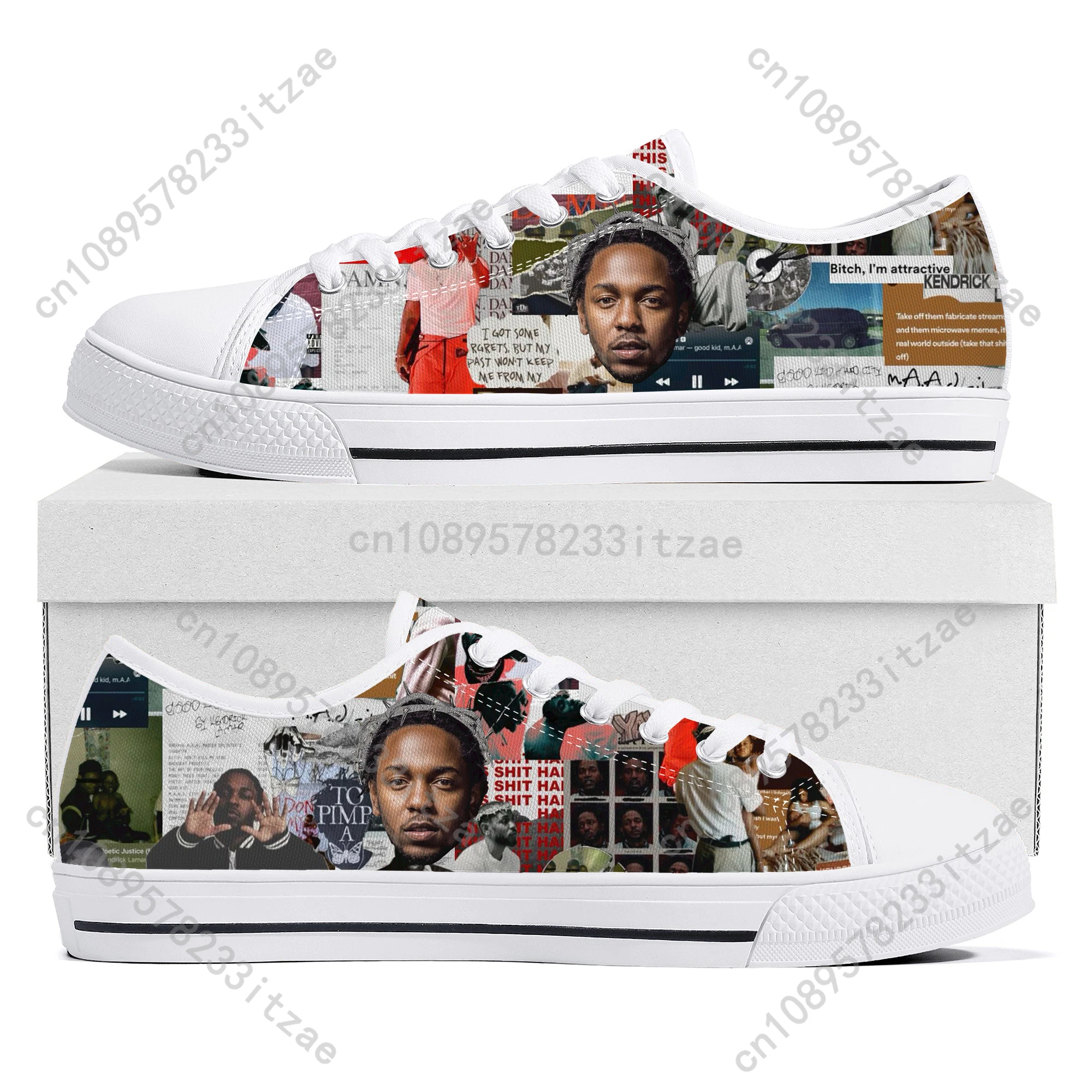 

Kendrick Lamar Rapper Hip Hop Low Top Sneakers Mens Womens Teenager High Quality Canvas Sneaker couple Casual Shoes Custom Shoe