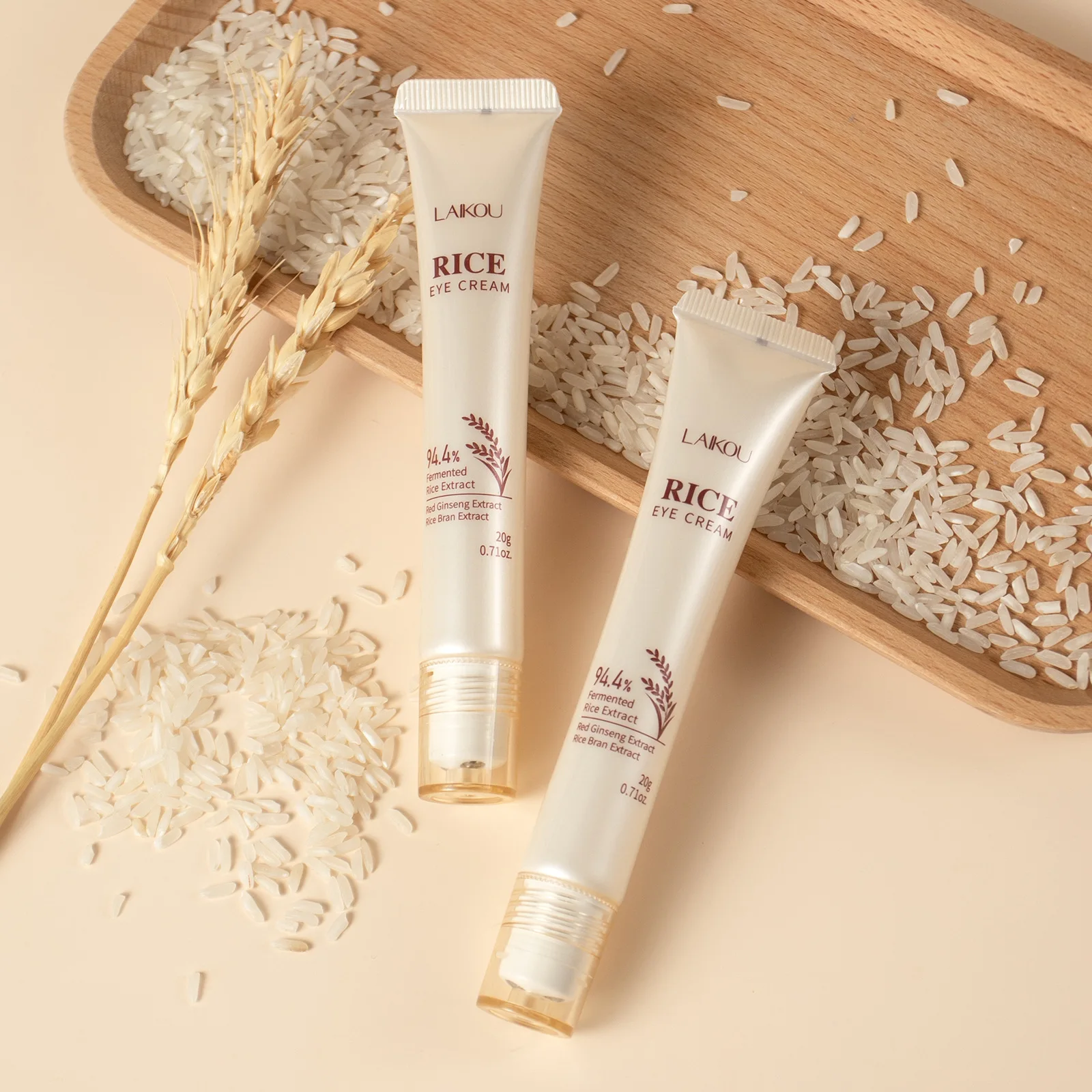LAIKOU Rice Extract Eye Cream 20g, Moisturizing Hydrating Under Eye Cream for Dry Skin, Anti Aging Eye Care For Dark Circles