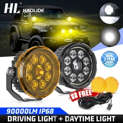 HAOLIDE Free Wire Kit 4.5inch Round LED Work Light with 6500K DRL Super Bright LED Driving Light 12V 24V For off-road use Cars