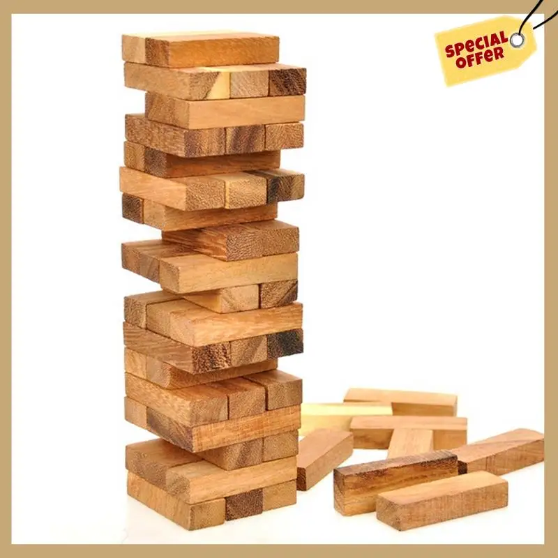 لعبة برج التراكم الخشبي - مثالية لألعاب الحفلات، ألعاب خارجية للبالغين والأسرة، ألعاب مكعبات التراص الكلاسيكية، متينة