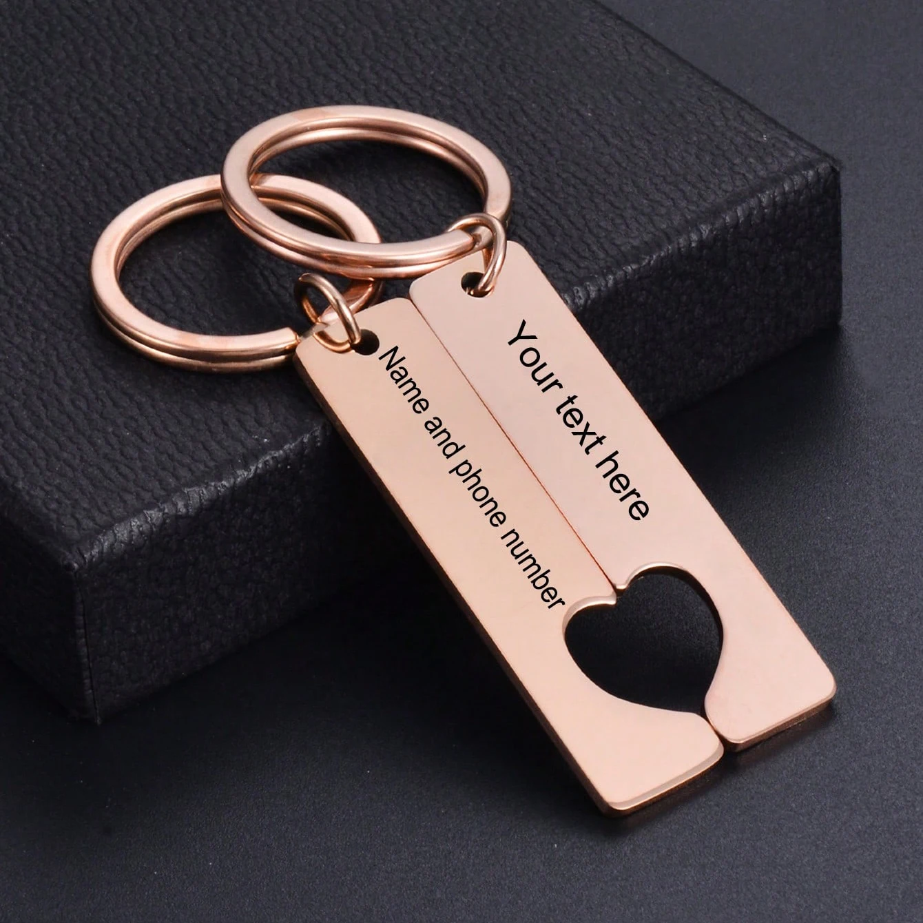 1 Pair Custom Text Keychain Lovers Engraved Name Key Chain Stainless Steel Gift For Valentine's Day Personalized Name Key Ring
