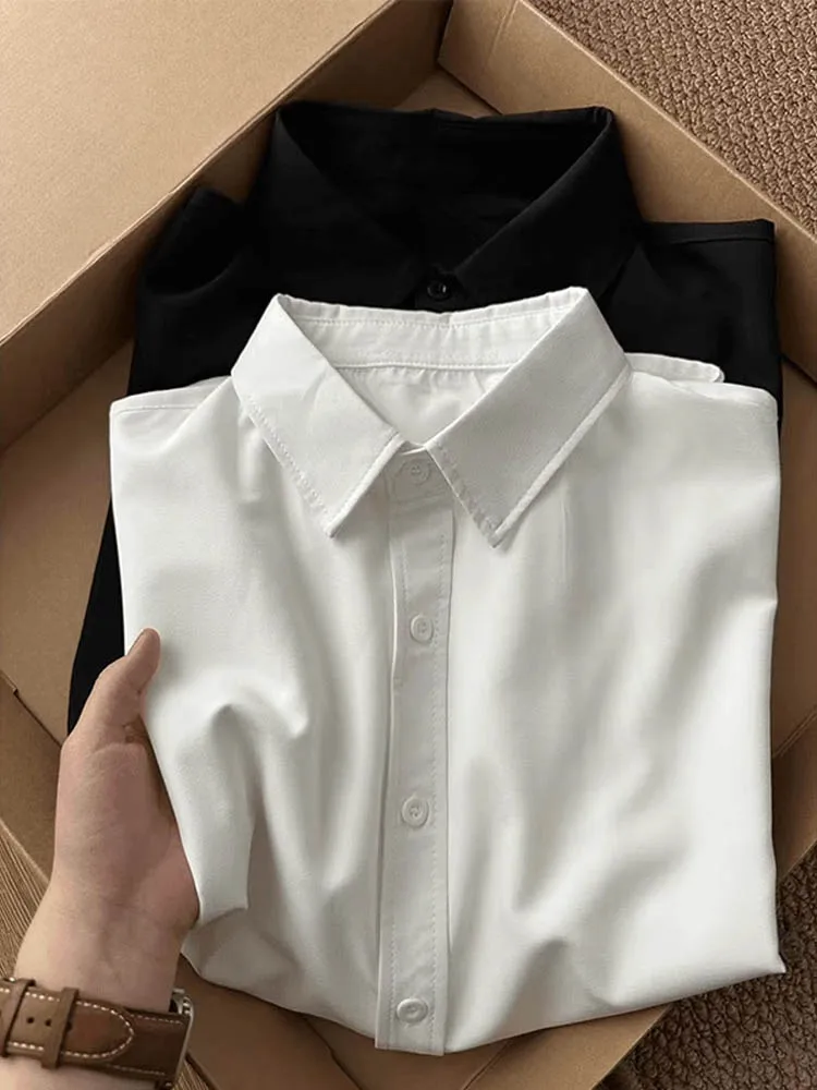 

Ice Silk ort Sve irt Men's Summer Thin Faion Loose Casual Versatile High-End White irt Cool Comfortable Sun Protec...