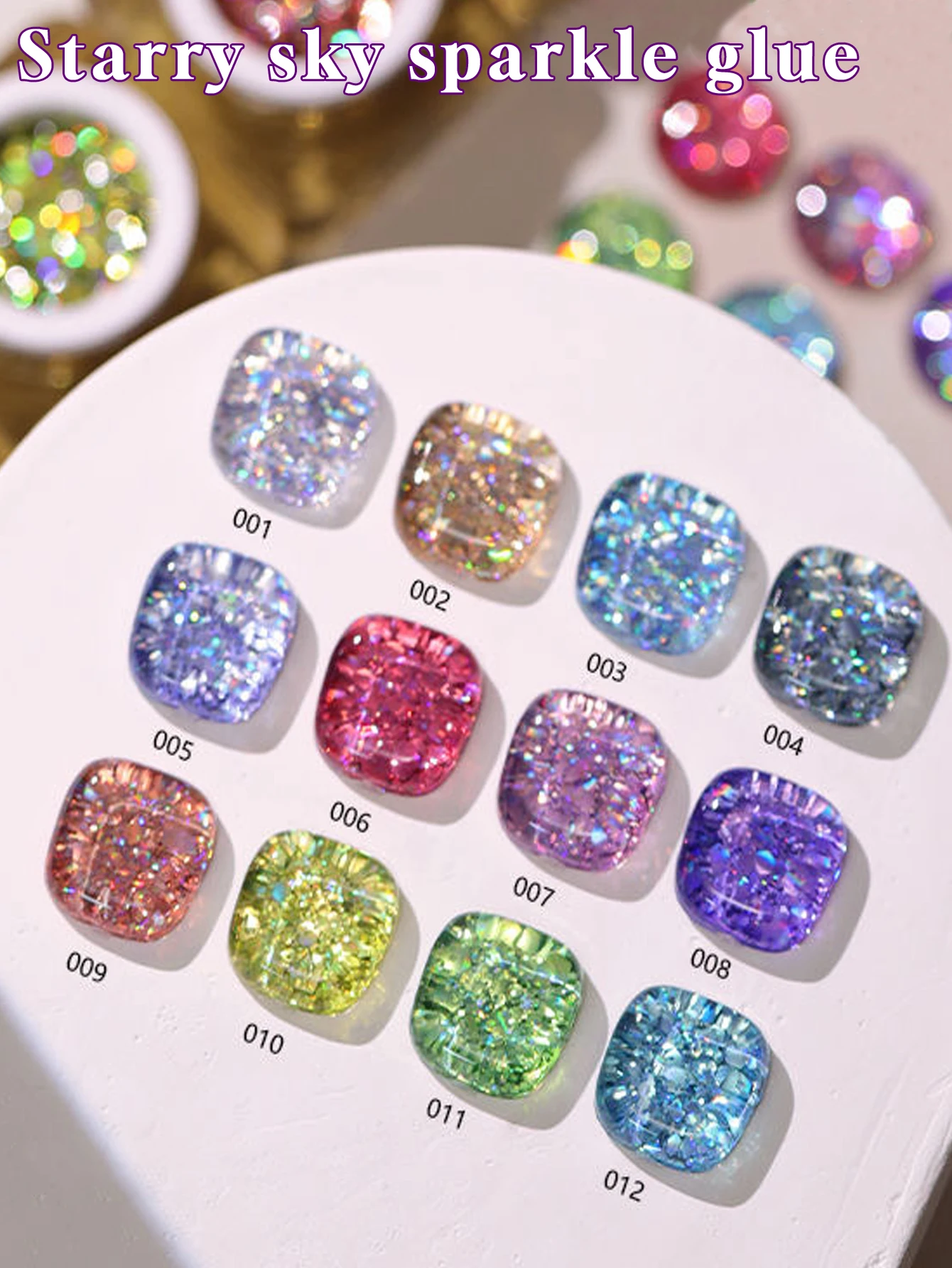 1/12 Uds 2025 Otoño e Invierno Nail Art conjunto de salón para mujeres cielo estrellado brillante diamantes triturados esmalte de uñas de Gel con brillo grande
