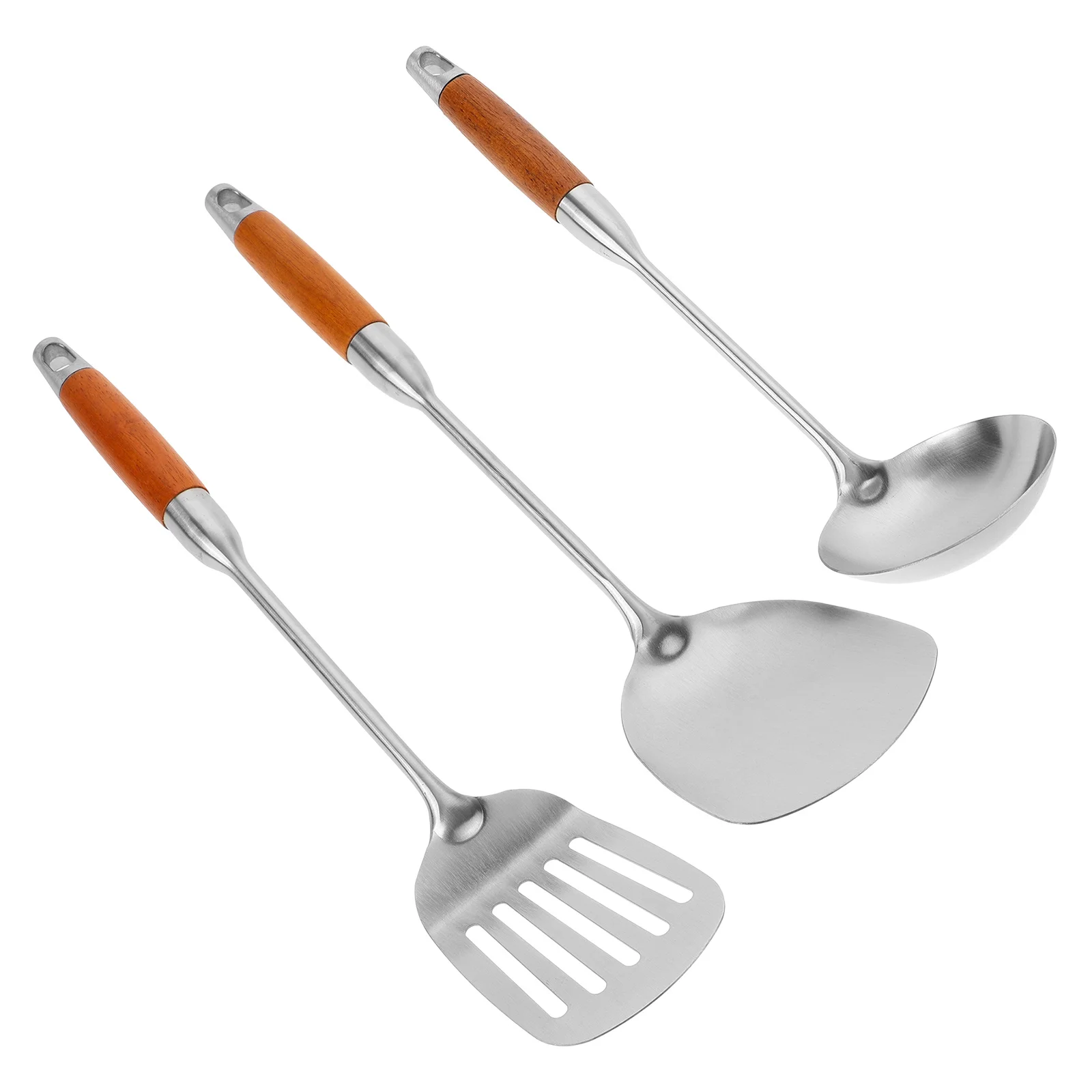 

1 set 1 Set Stainless Steel Cooking Utensil Set With Ergonomic Handle Hanging Hole Space Saving For Soup Spatula Colander Spoon