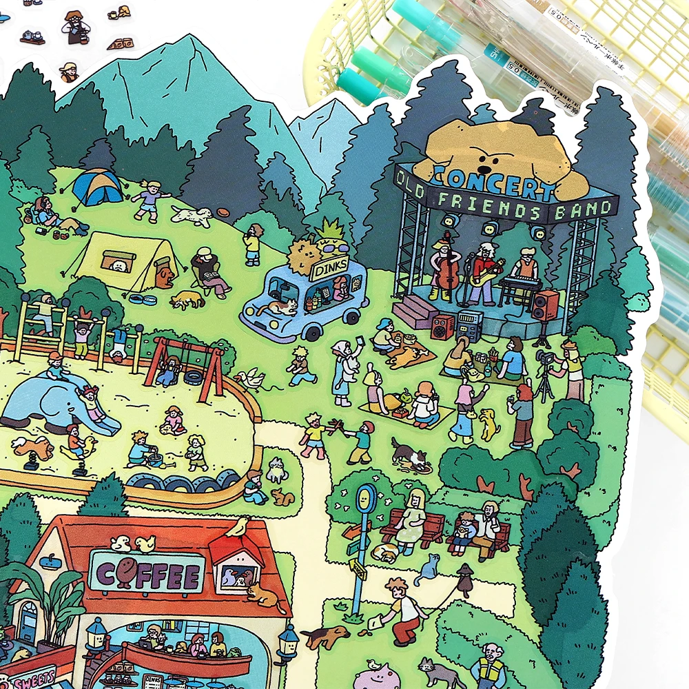 สติกเกอร์ตกแต่ง 3 มิติ ลายการ์ตูน 3 ชิ้น ฉากจำลองขนาดเล็ก ธีมกระท่อม DIY สำหรับตกแต่งสมุดบันทึก น่ารัก อุปกรณ์เครื่องเขียนสำหรับงานประดิษฐ์สร้างสรรค์