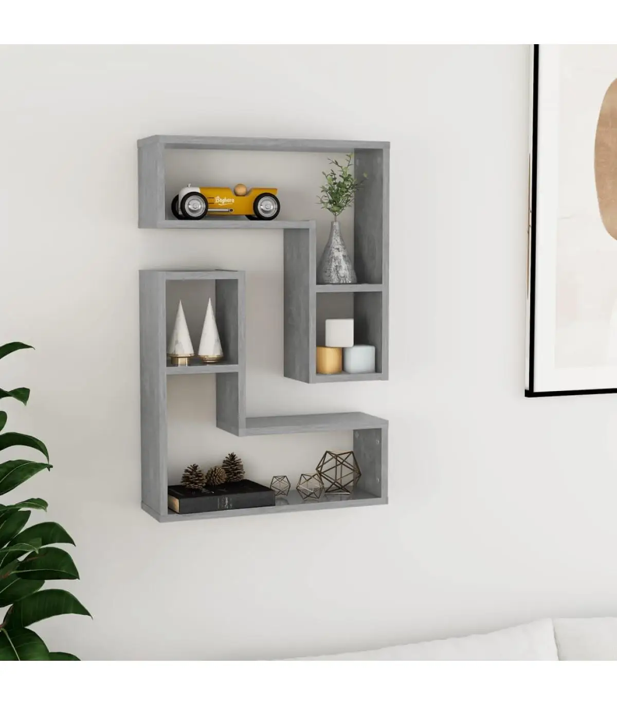 Shelves and shelves wall shelves 2 Pcts agglomerate gray concrete 50x15x50 cm