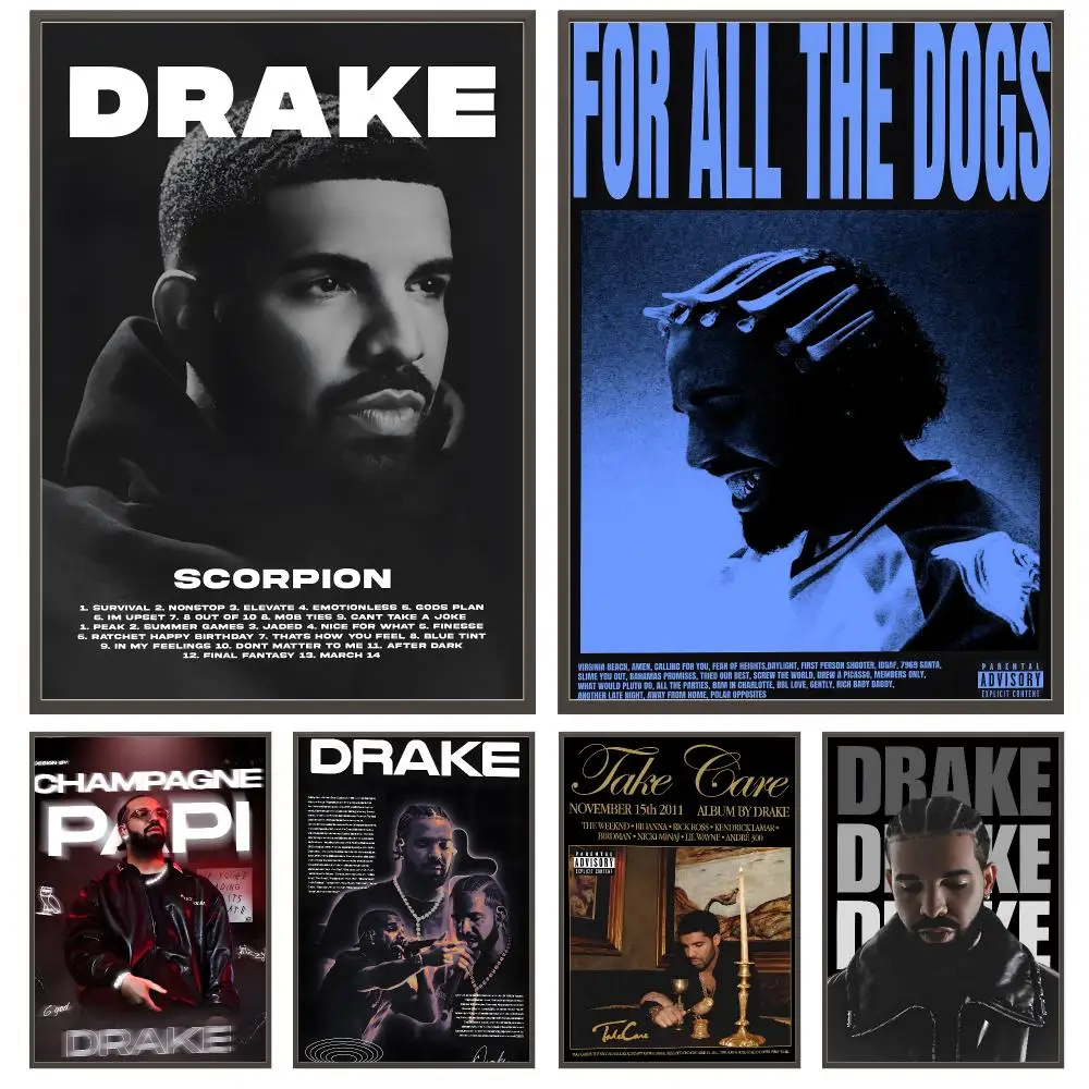 music Drake Poster Poster HD Waterproof Self Adhesive Wall Art Print Decor for Bedroom Living Room Gift