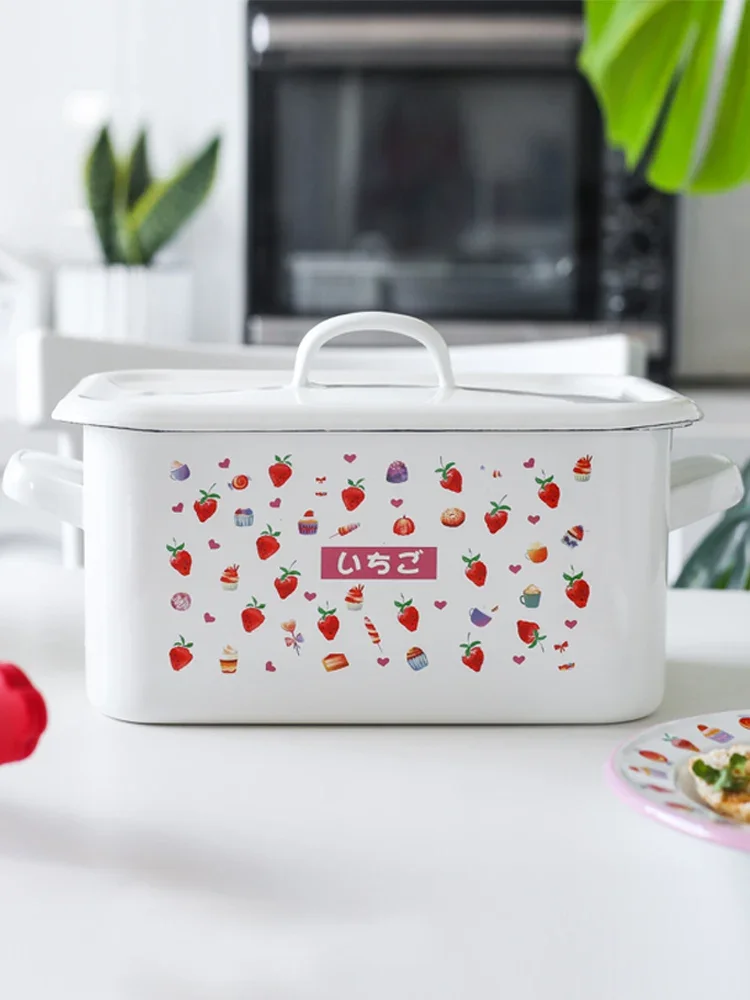 Ins Style 4L Original Thicken Enamel Breadbox for Oven use Fridge  Food Storage Containers Snacks Box Toast