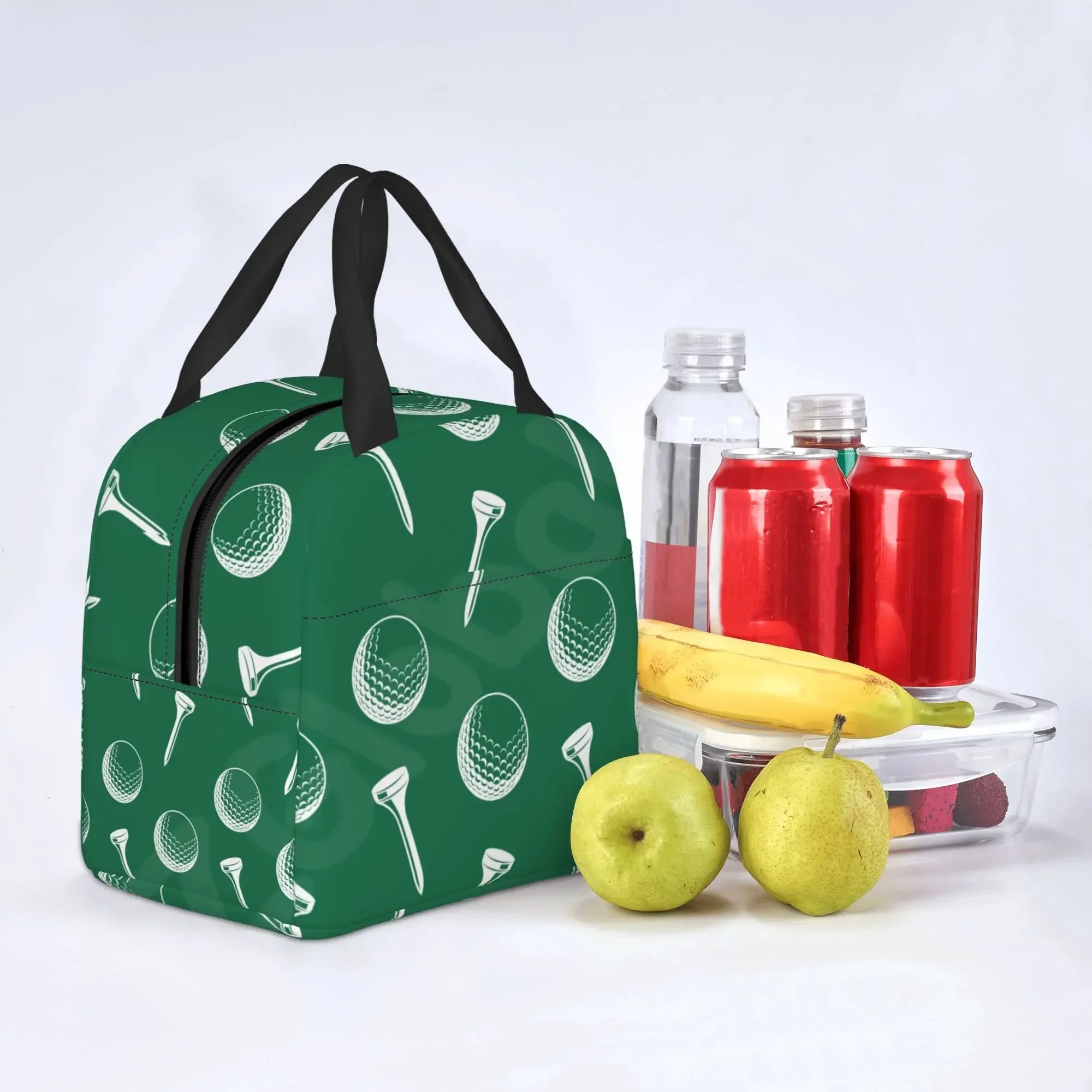 Ball Golf Insulated Lunch Bags for School Work Picnic Sports Golfing Golfer Portable Thermal Cooler Bento Box for Women Children