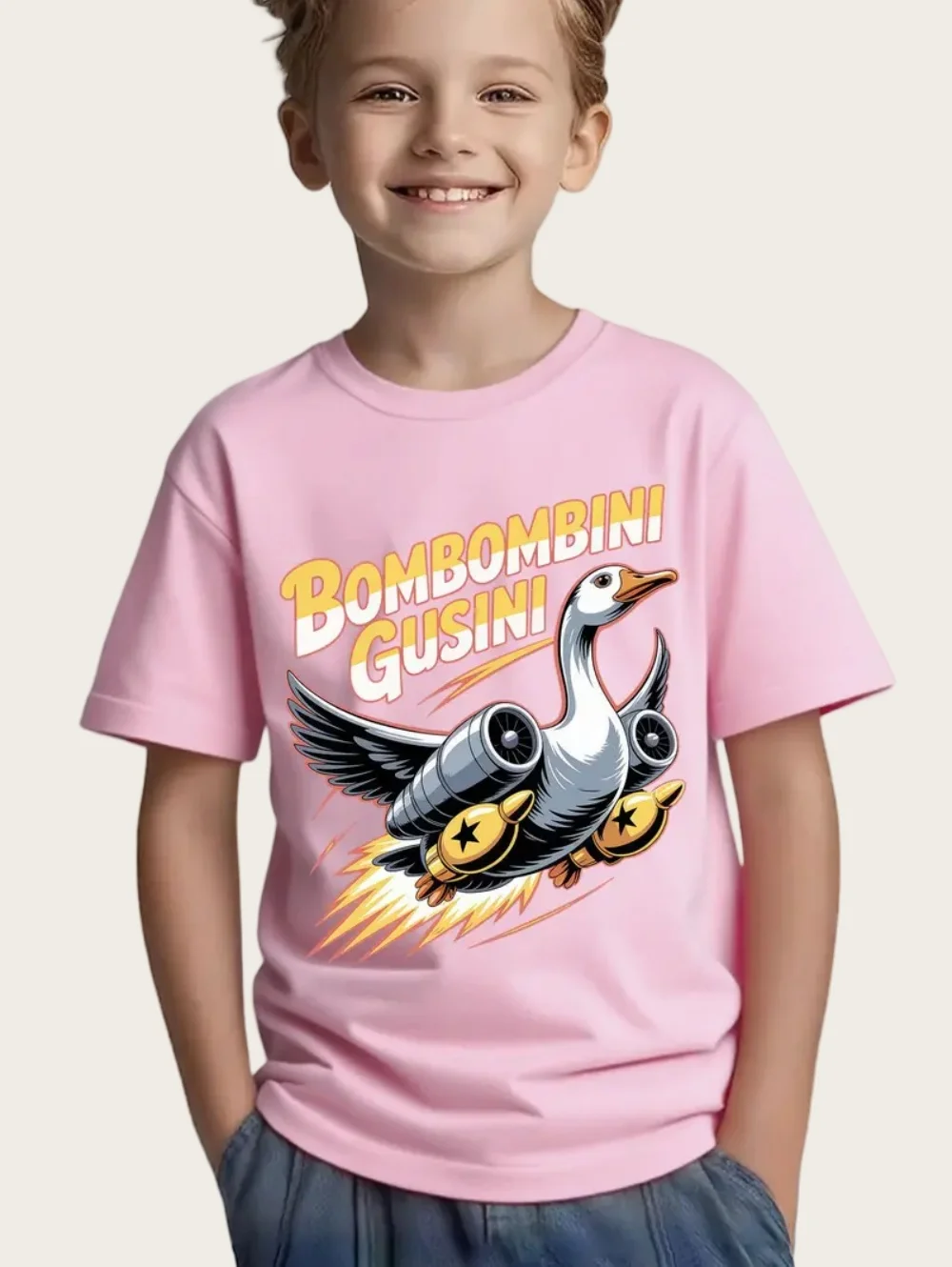 Bombombini Gusini مضحك الإيطالية Brainrot ميمي تي شيرت الصيف الشارع الشهير تي شيرت عادية شعبية تي شيرت للبنين بلوزات فضفاضة