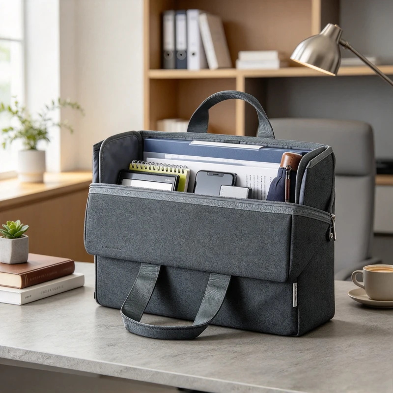 13.3 Inch Laptop Briefcase with Flap Cover Portable Office Computer Carry Bag Scratch Resistant Finish Durable Business Travel