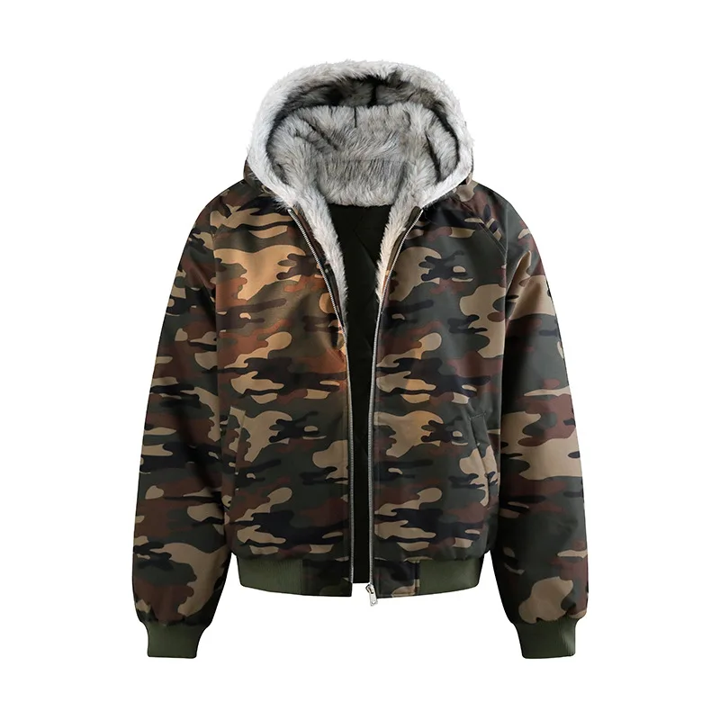 Winter Men Cargo Jacket Fashion Drawing Printed Cold-proof Male Down Coat Long Sleeve Zipper Loose Versatile Man Outerwear
