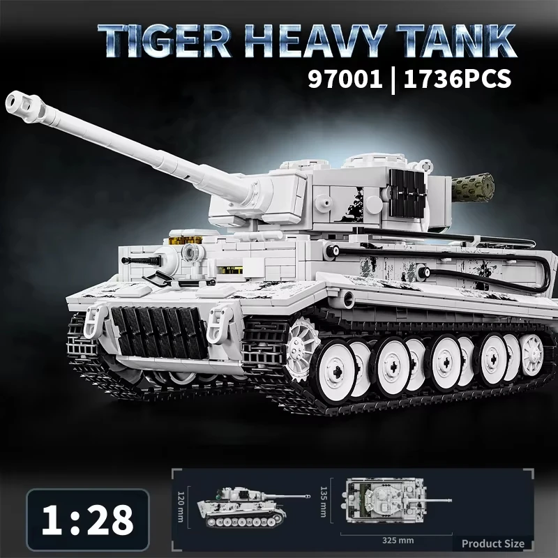 

1736pcs Tiger Heavy Tank MOC Building Blocks Military Armored Car Model Collection Ornament Creative Gift for Boys