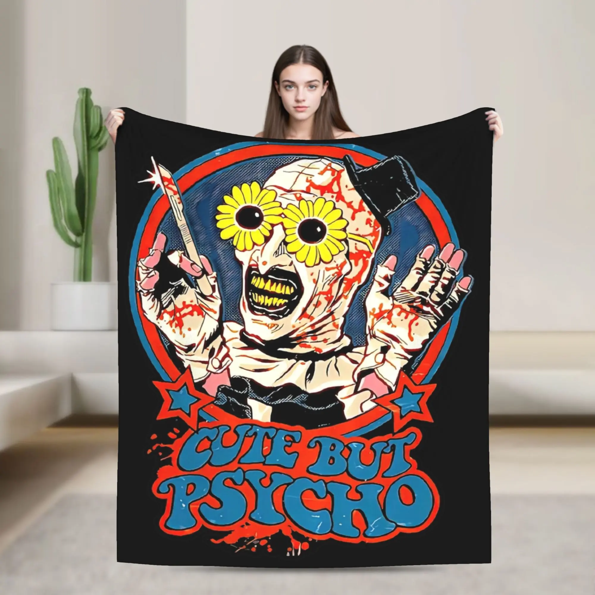 Cute but Psycho Terrifier Blankets Coral Fleece Plush  Winter   Multifunction Warm Throw Blankets for Home Couch Bedspreads