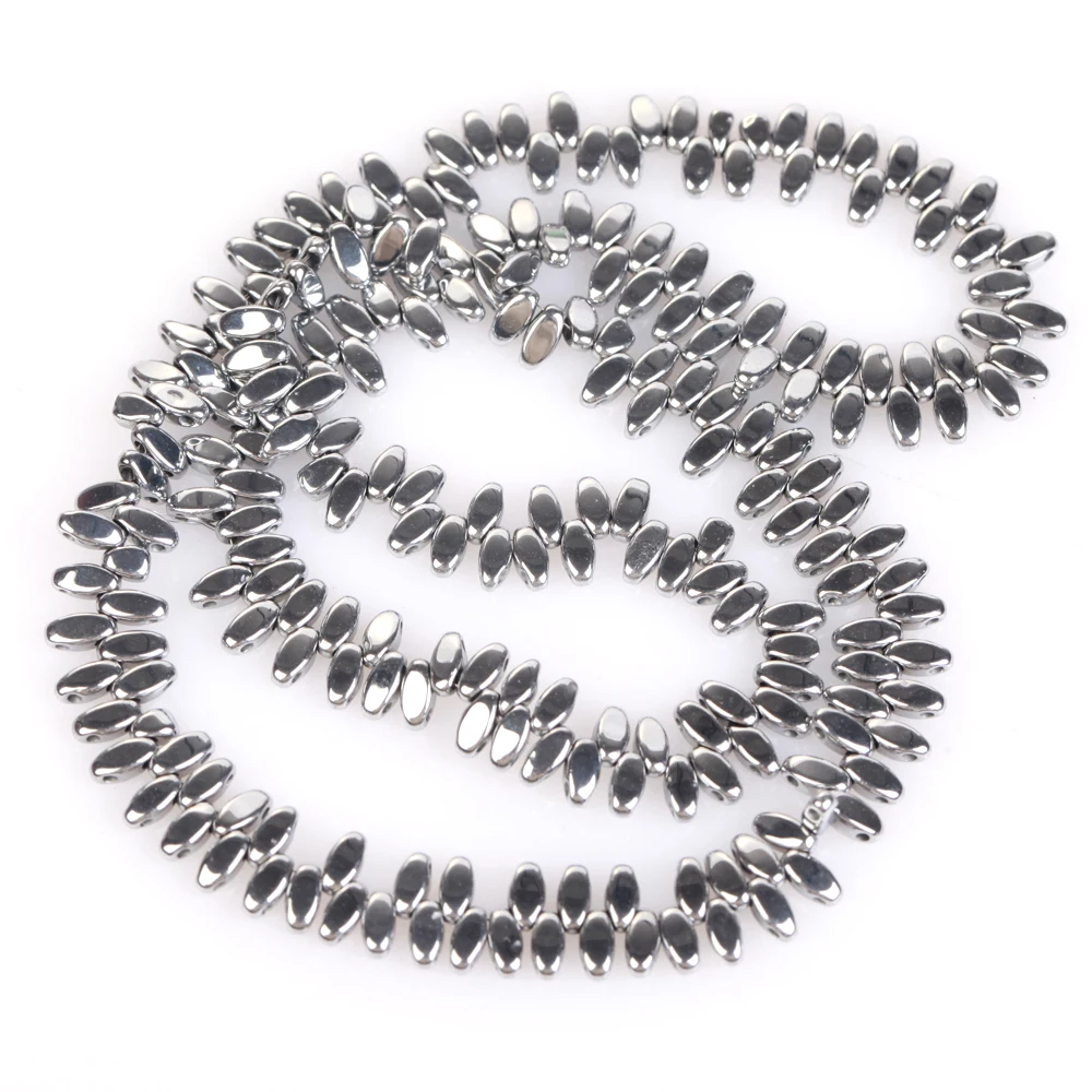 4x2 مللي متر الحجر الطبيعي AB الملونة ثقب مزدوج الأرز شكل الهيماتيت فاصل فضفاض الخرز لصنع المجوهرات عقد دي اي واي سوار 15" #5