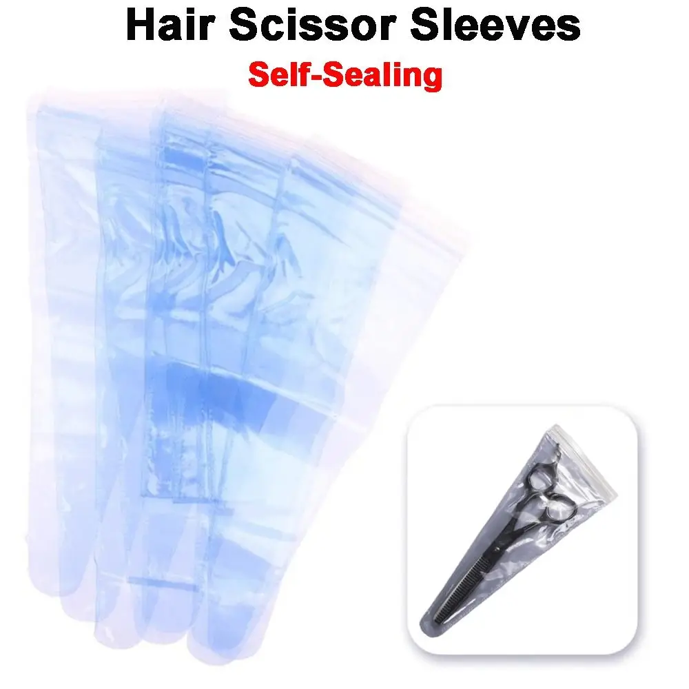 10Pcs Packaging Bag PVC Hair Scissor Sleeves Waterproof Self-Sealing Tool Protection Bag Scissors Bag Sharpening Aftercare