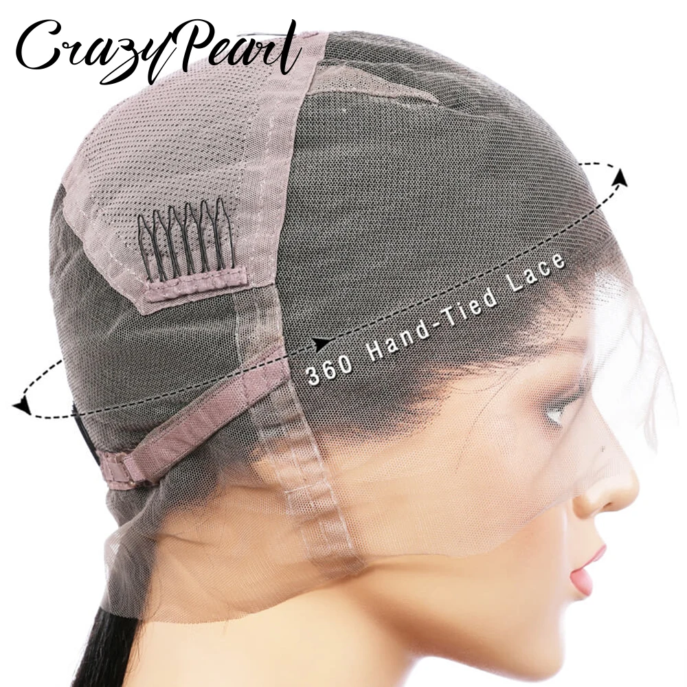 Kép 6: Crazypearl Hiánytalan csipkével Műhaj Emberek haja Elő plucked wigs Félkegyelmű egyenesen 360 Merevlemez csipkével Elölről wigs Brazíliai Emberek haja wigs