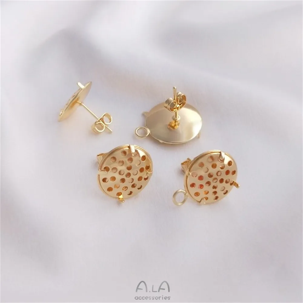 Needle Cute Rabbit Head Zircon Rabbit Ears Half-hole Beaded Earrings 14K Gold Diy Earrings Accessories E198