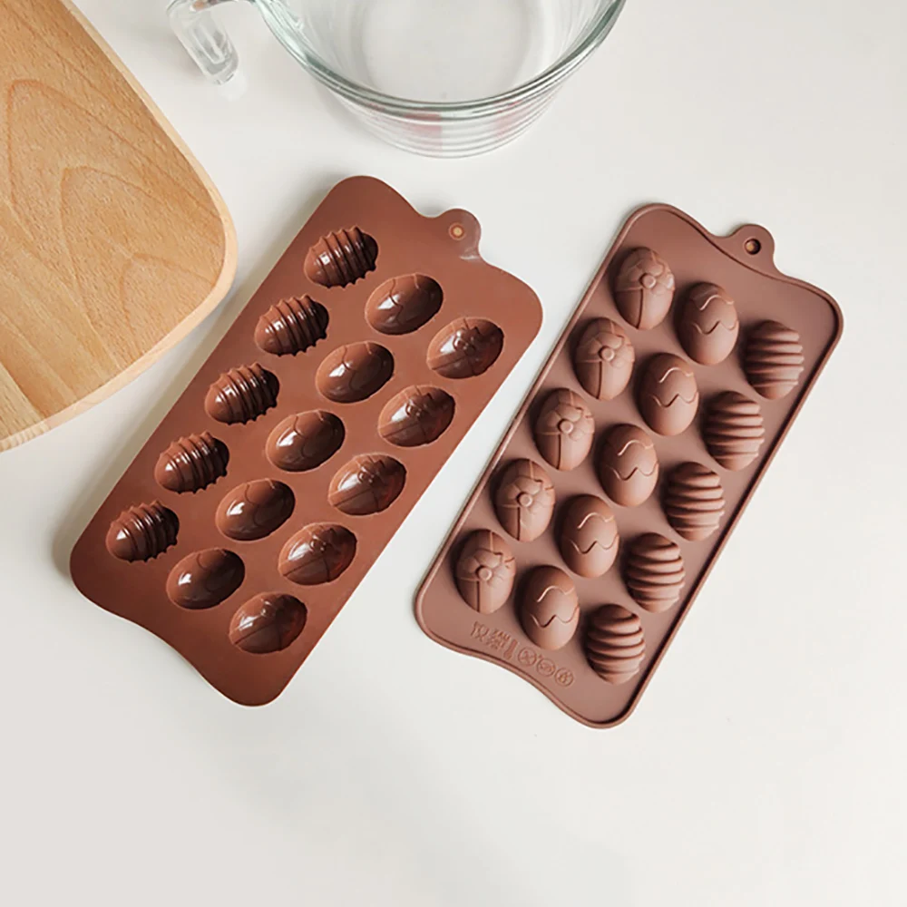 D5 2PC Chocolate Silicone 3D Mold Easter DIY Egg Silicone Mold Nonstick Cake Decorating Baking Candy Mold Kitchen Gadget Tools