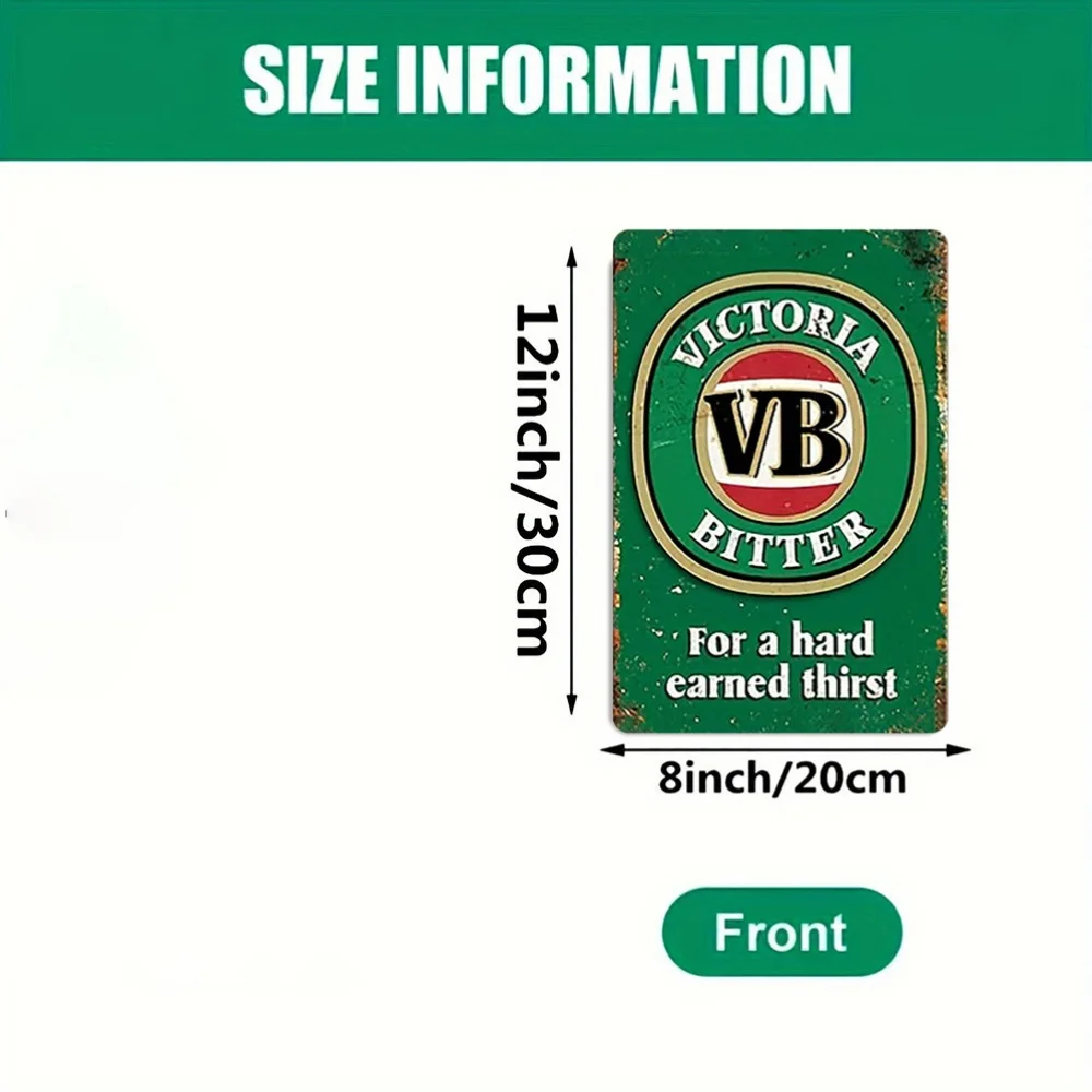 Vintage Victoria VB Metal Sign - 8x12Inch Retro Wall Decor with Classic Logo, Perfect for Home, Bar, Cave, Garage - Durable Iron