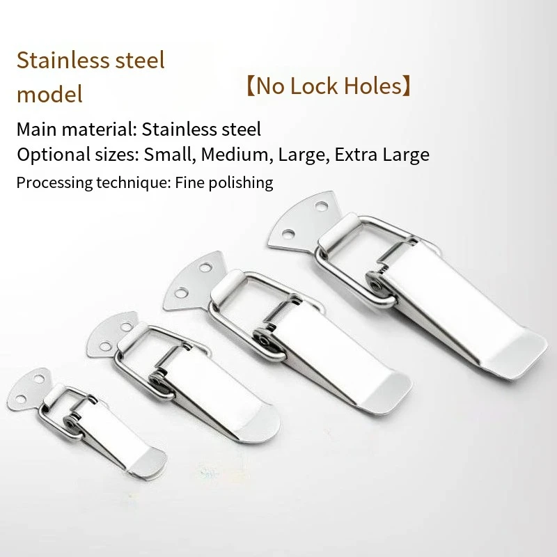 4pcs Spring Duckbill Buckle Leather Luggage Anti-theft Box Stainless Steel Metal Lock Buckle Toolbox Wooden Box Buckle Lock Clip