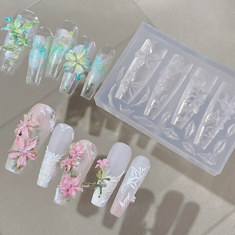 [L&P] زهور الورد توليب مسمار سيليكون الإغاثة مسمار الفن قالب صالون الأظافر مانيكير أداة DIY بها بنفسك مسمار الديكور الملحقات