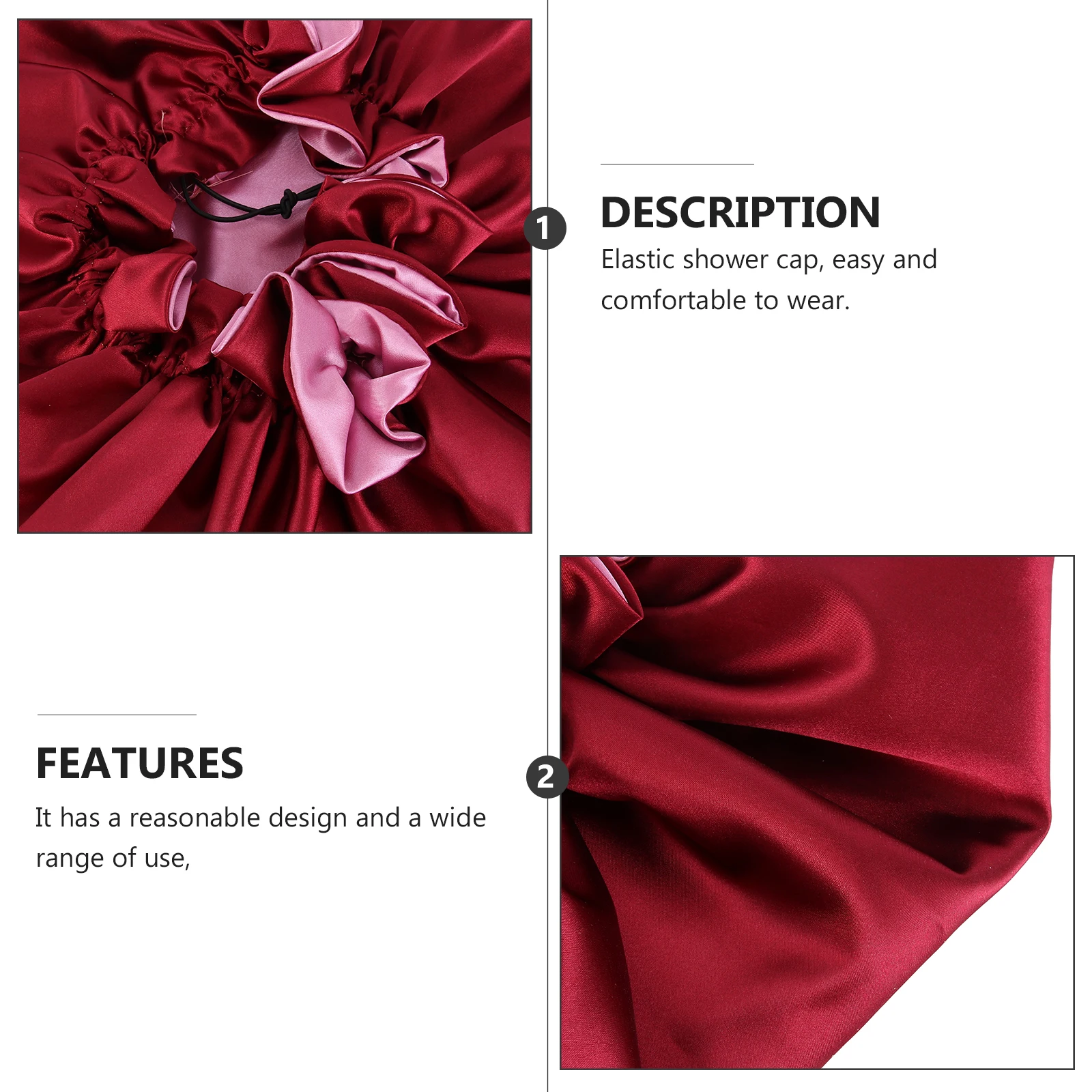 

Wooden Edge Bathing Cap Women Elastic Shower Bonnet Satin Silk High Elasticity Adjustable Easy Wear Wide Usage Shower Cooking
