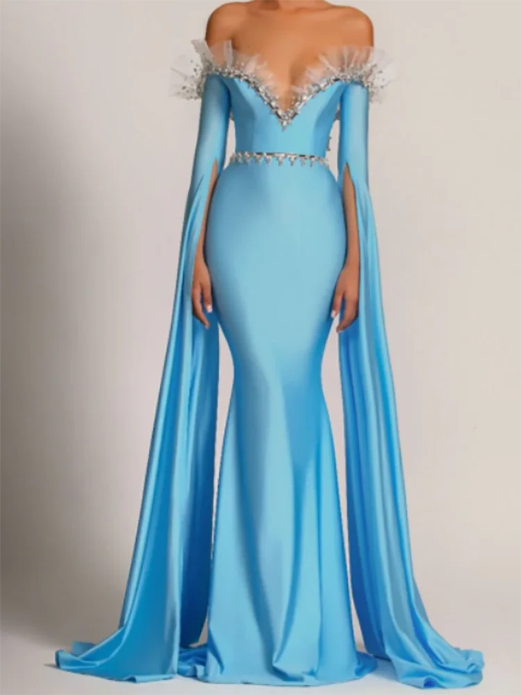 

Classic Cnsy Color Off Shoulder Beading Mermaid Formal Evening Dresses Birthday Party Prom Gowns Customized