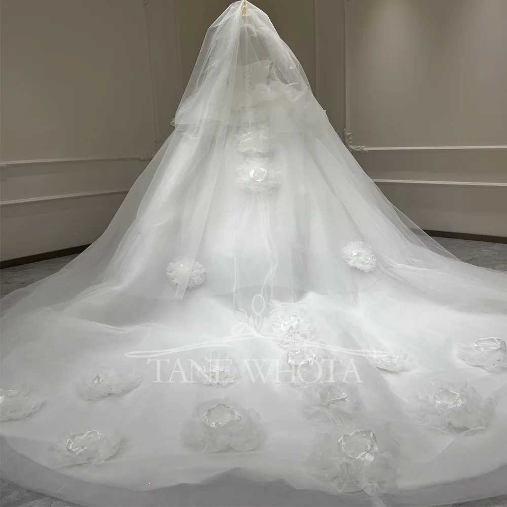 Elegant Sweetheart แขนกุดชุดบอลชุดแต่งงานชุด 3D ดอกไม้ประดับด้วยลูกปัดปรับแต่งผู้หญิงชุดพิเศษ